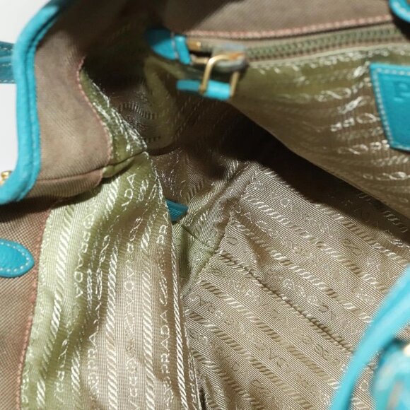 PRADA Hand Bag Canvas 2way Beige Gold Auth 138843 - Picture 11 of 16